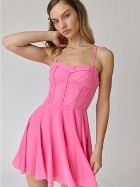 Nectar clothing pink pleated bodice mini dress